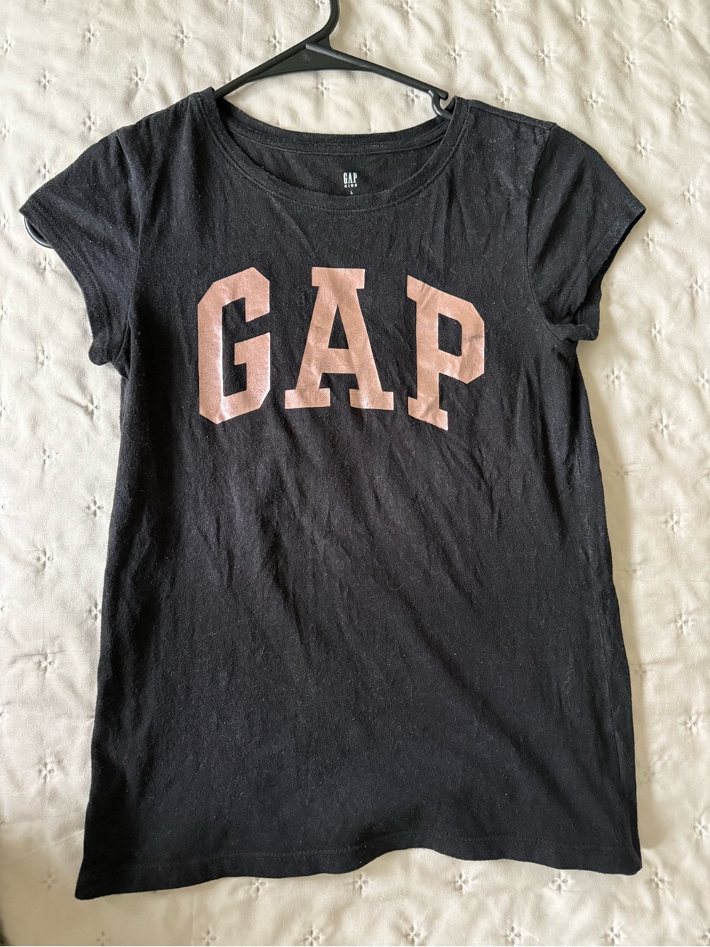 GAP Black Short-Sleeve Tee with Pink Logo